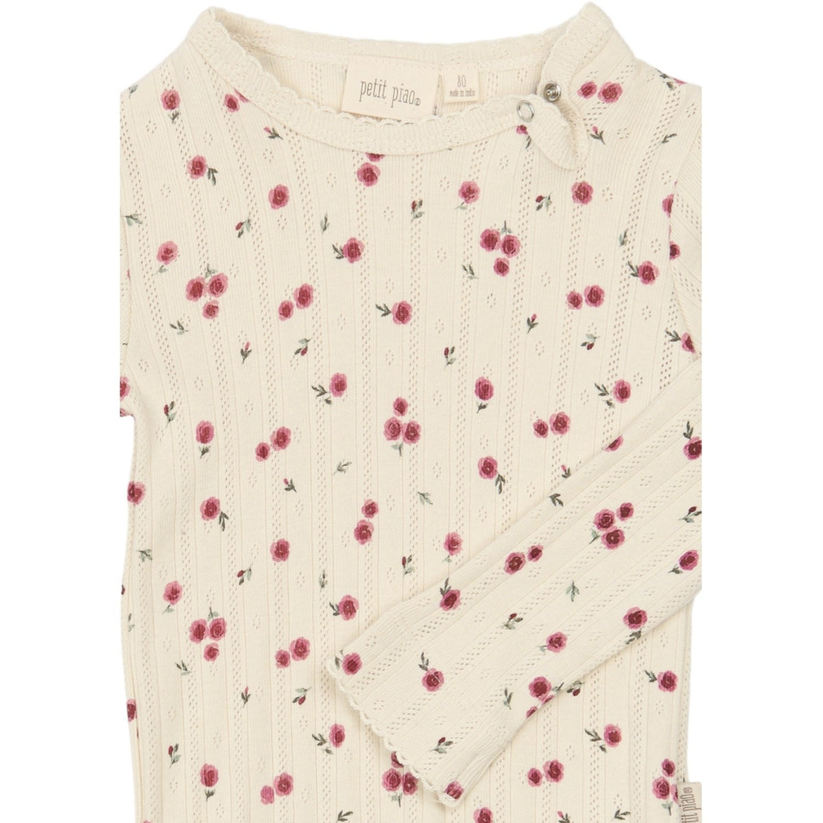 Petit Piao Eggnog Rosehip Aop Ppgracie L_S Pointelle Body