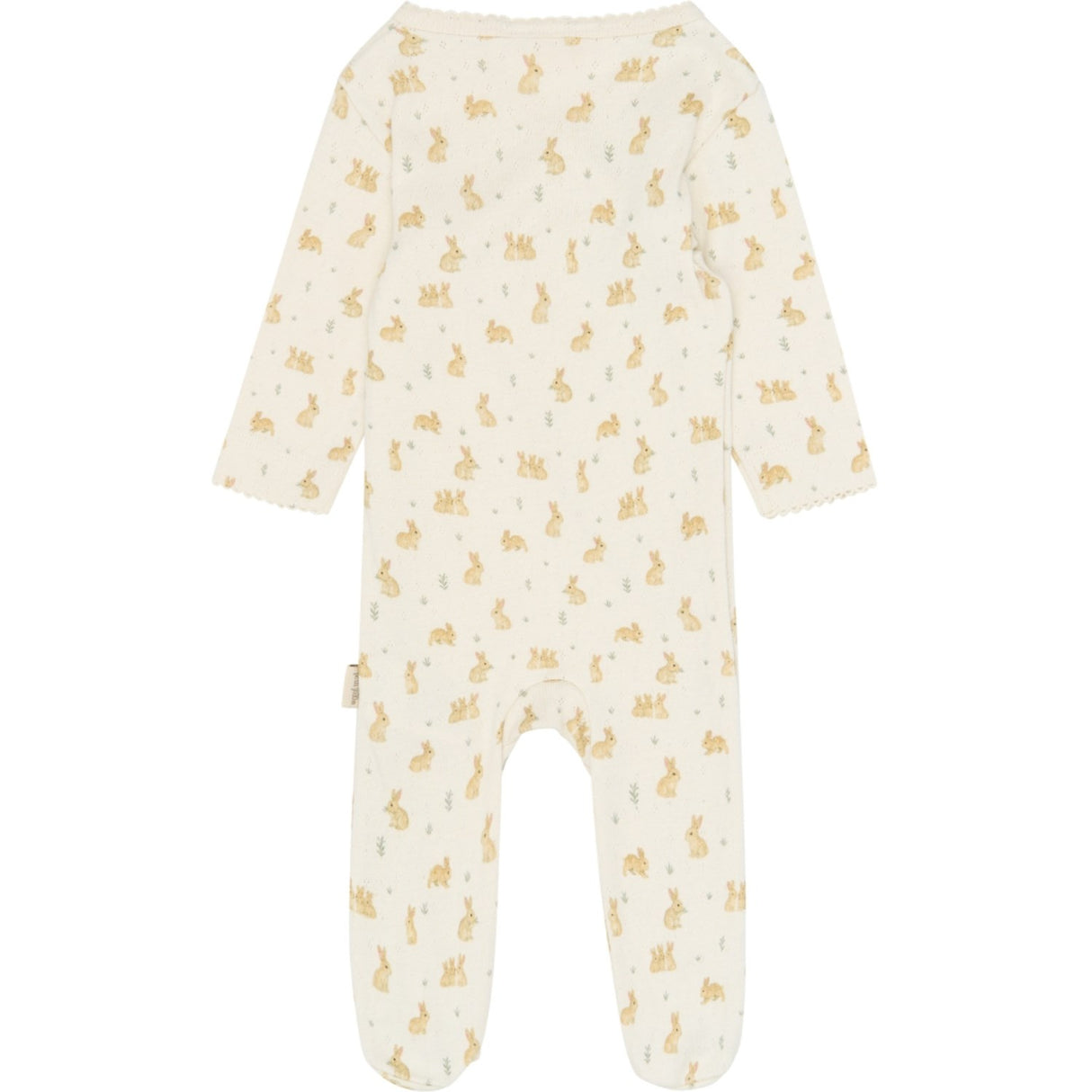 Petit Piao Eggnog Rabbit Aop Ppdio L_S Buksedragt Fold Feet Pointelle Nb