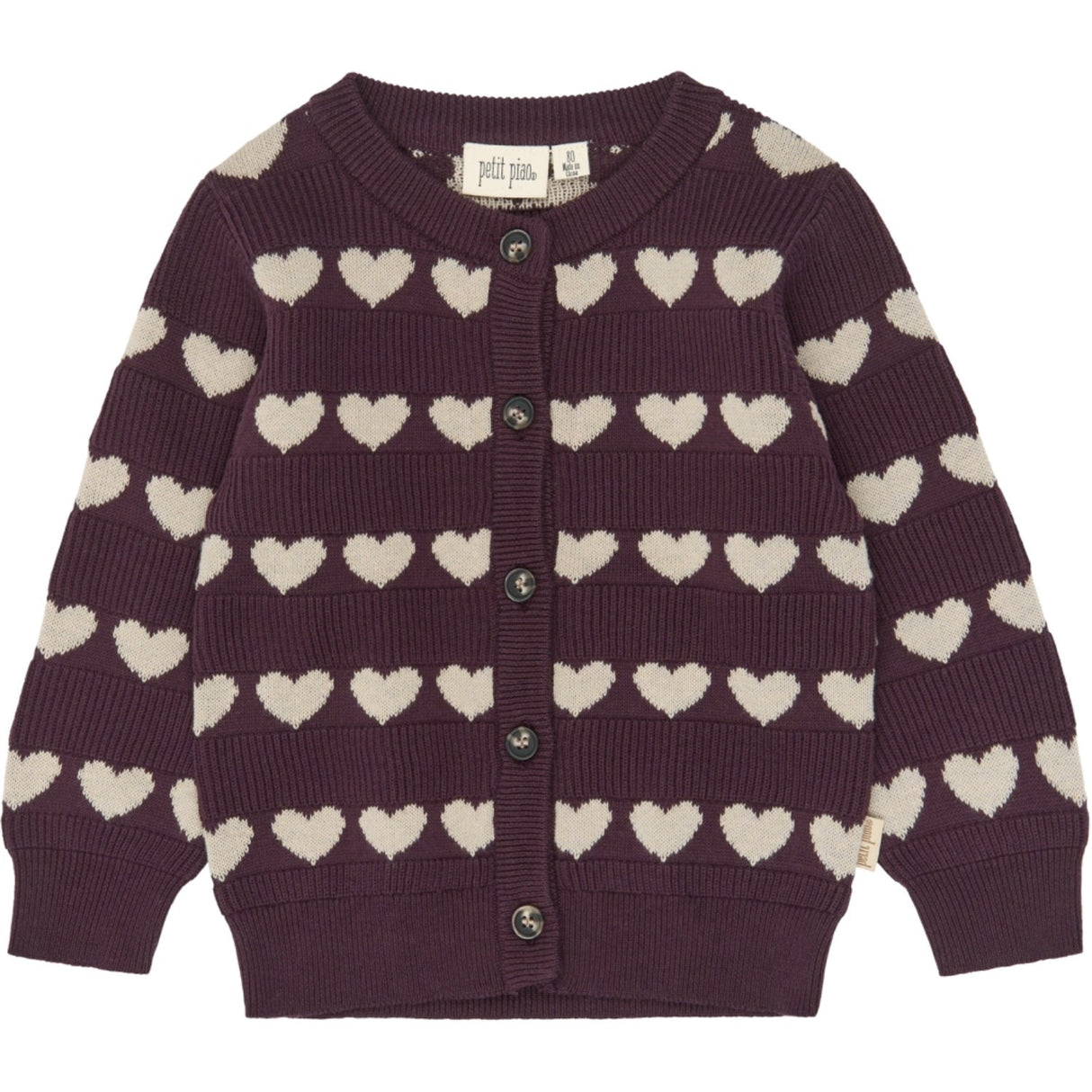 Petit Piao Huckleberry Heart Aop Ppelia Strik Cardigan