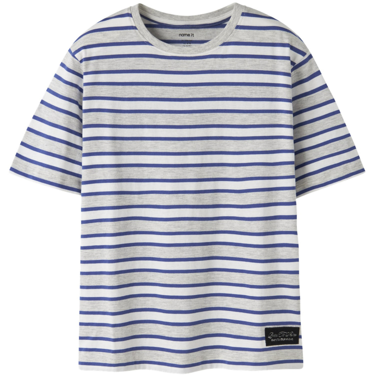 Name It Light Grey Melange Deep Ultramarine Nkmkristian Ss Nreg Top Pb