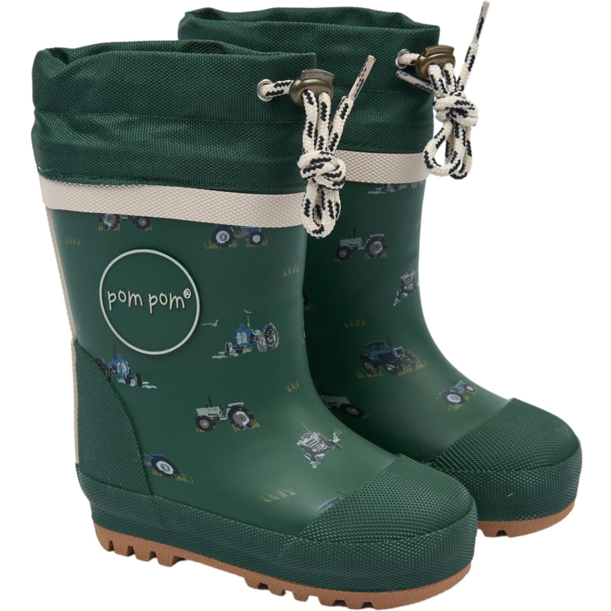 Pom Pom Trekking Green Tractor Aop Brynn Gumboots Thermo Aop