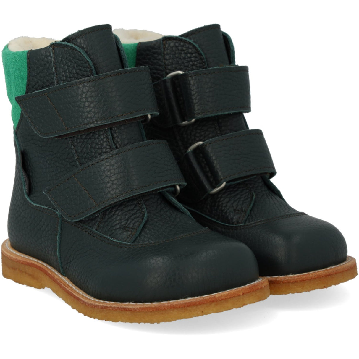 Angulus Deep Teal/Grass Green Tex-Støvle Med Velcrolukning