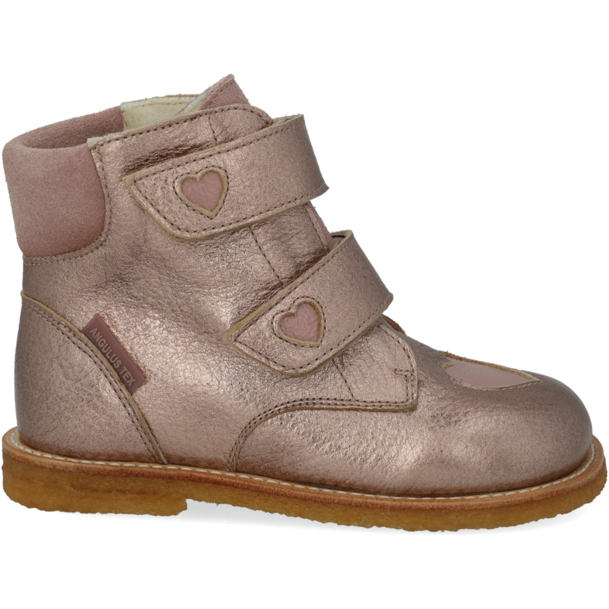 Angulus Rose Copper/Rosebud/Faded Rose Tex-Støvle Med Funklende Glitterhjerter