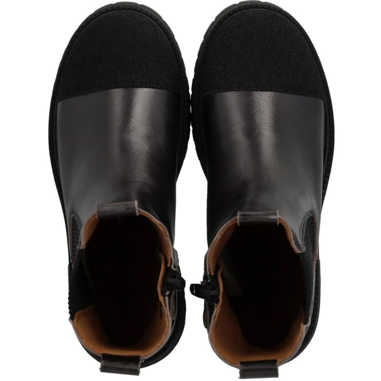 Angulus Black/Black Shine/Black Elastic Chelsea Støvle Med Tådetalje