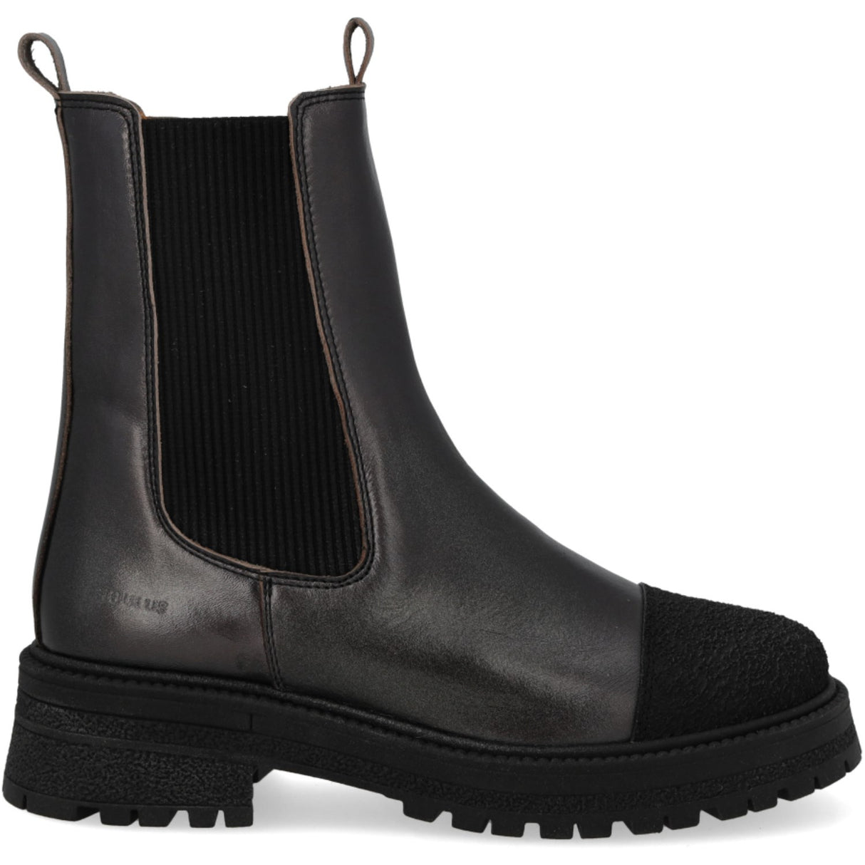 Angulus Black/Black Shine/Black Elastic Chelsea Støvle Med Tådetalje