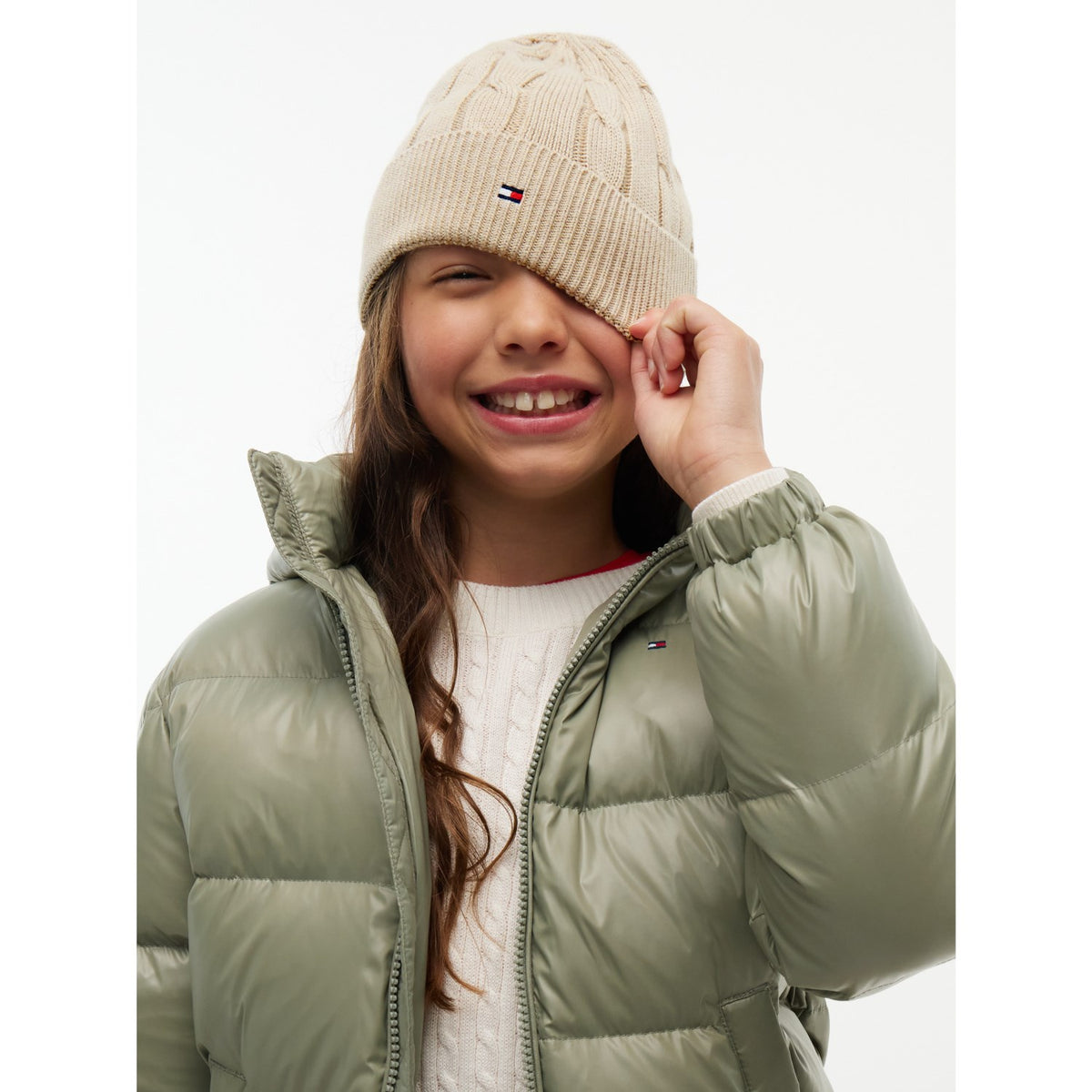 Tommy Hilfiger Gentle Gold Heather-Beige Essential Cable Beanie