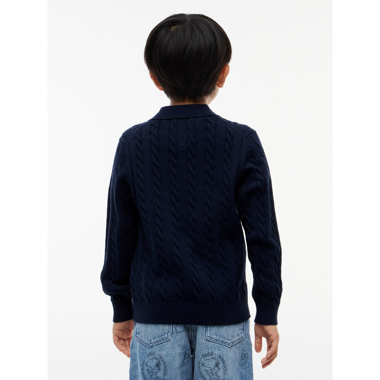 Tommy Hilfiger Dark Blue-Blue Bomuld Cable Polo Sweater
