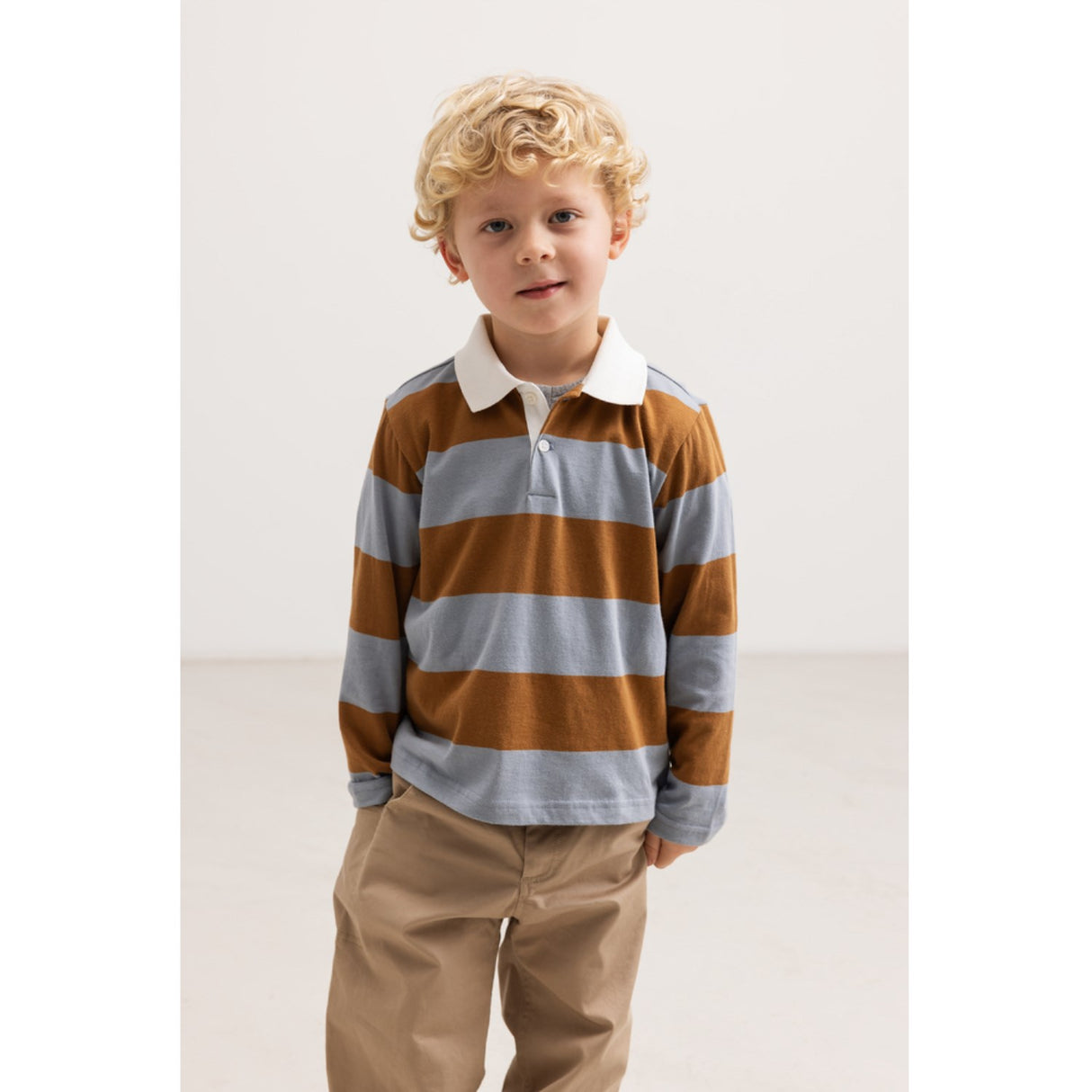 MarMar Cotton Jersey Monsoon Blue Stripe Tad Polo LS Bluse