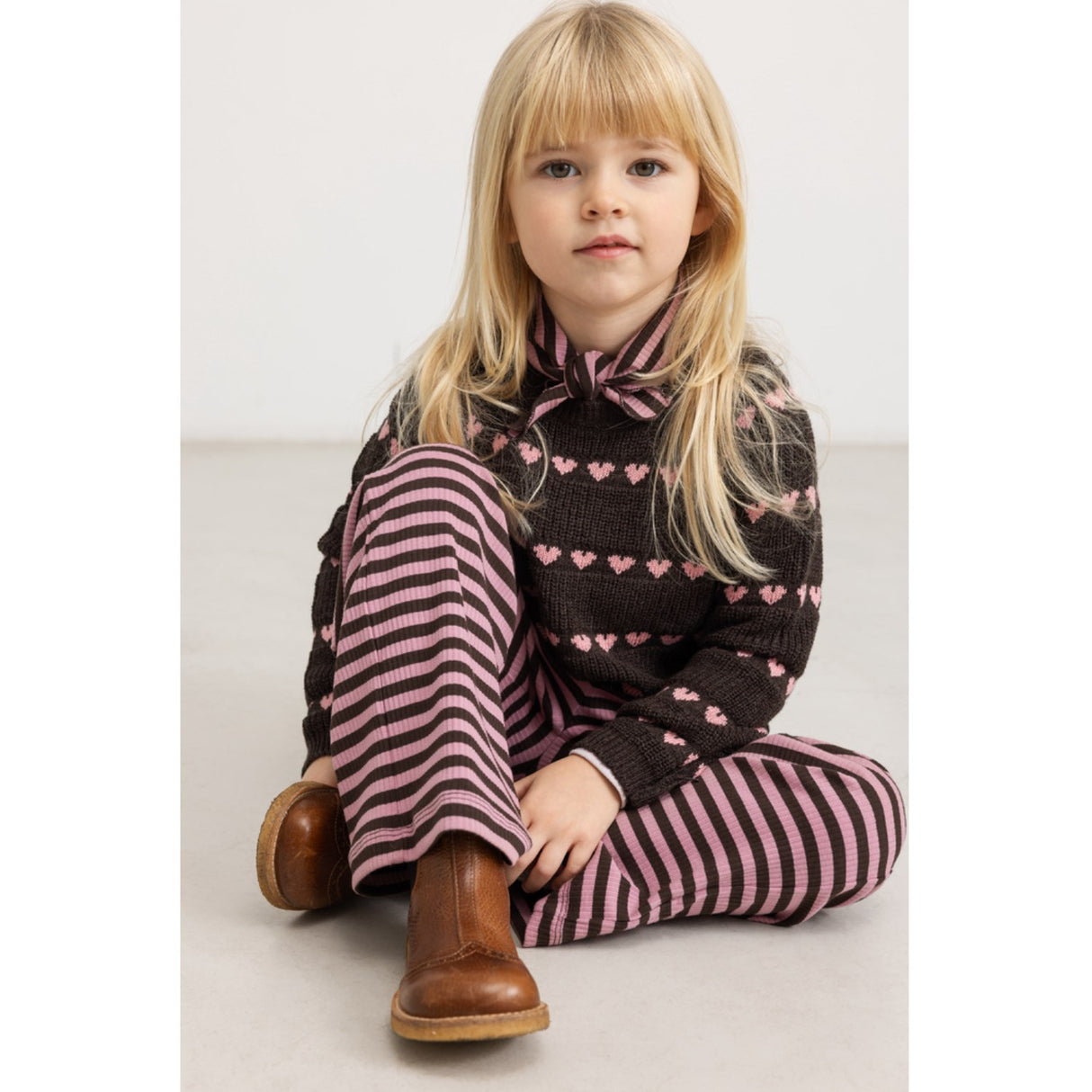 MarMar Light Cotton Wool Pattern Rose Frosting Hearts Torin Strikket Bluse