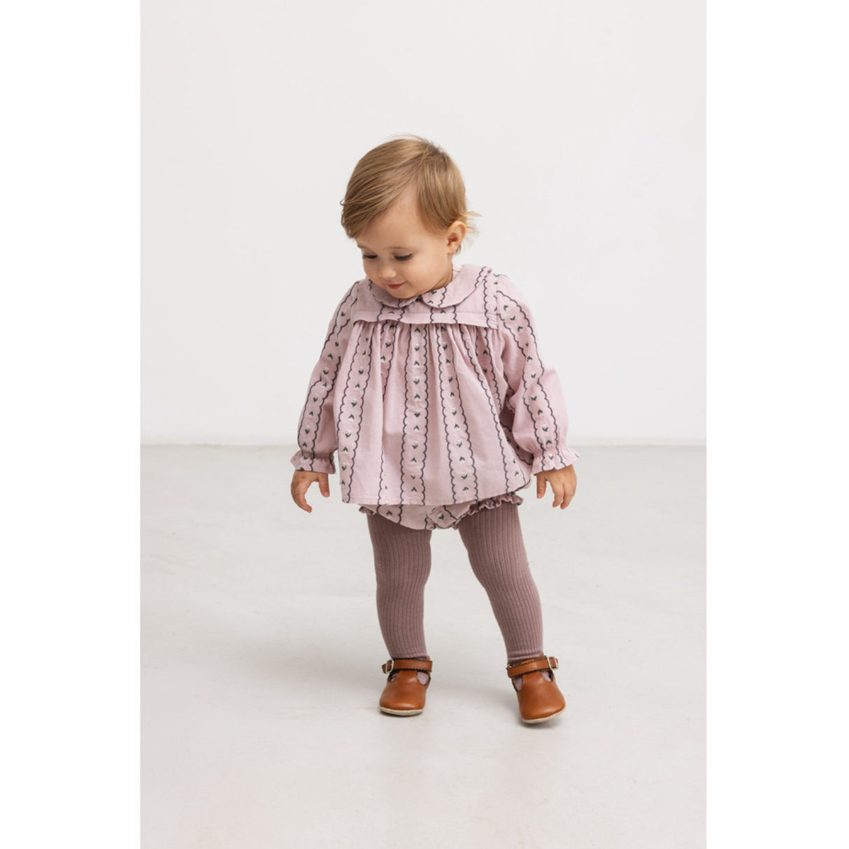 MarMar Light Embroidery Dusty Purple Bloom Tora Bluse