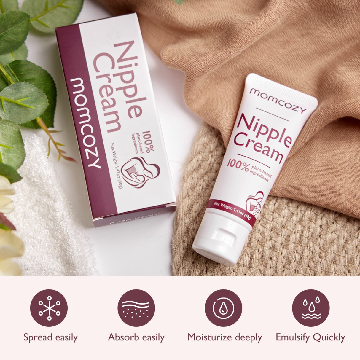 Momcozy 100% Natural Brystvorte Creme, Vegan Lanolin-free Brystvorte Butter