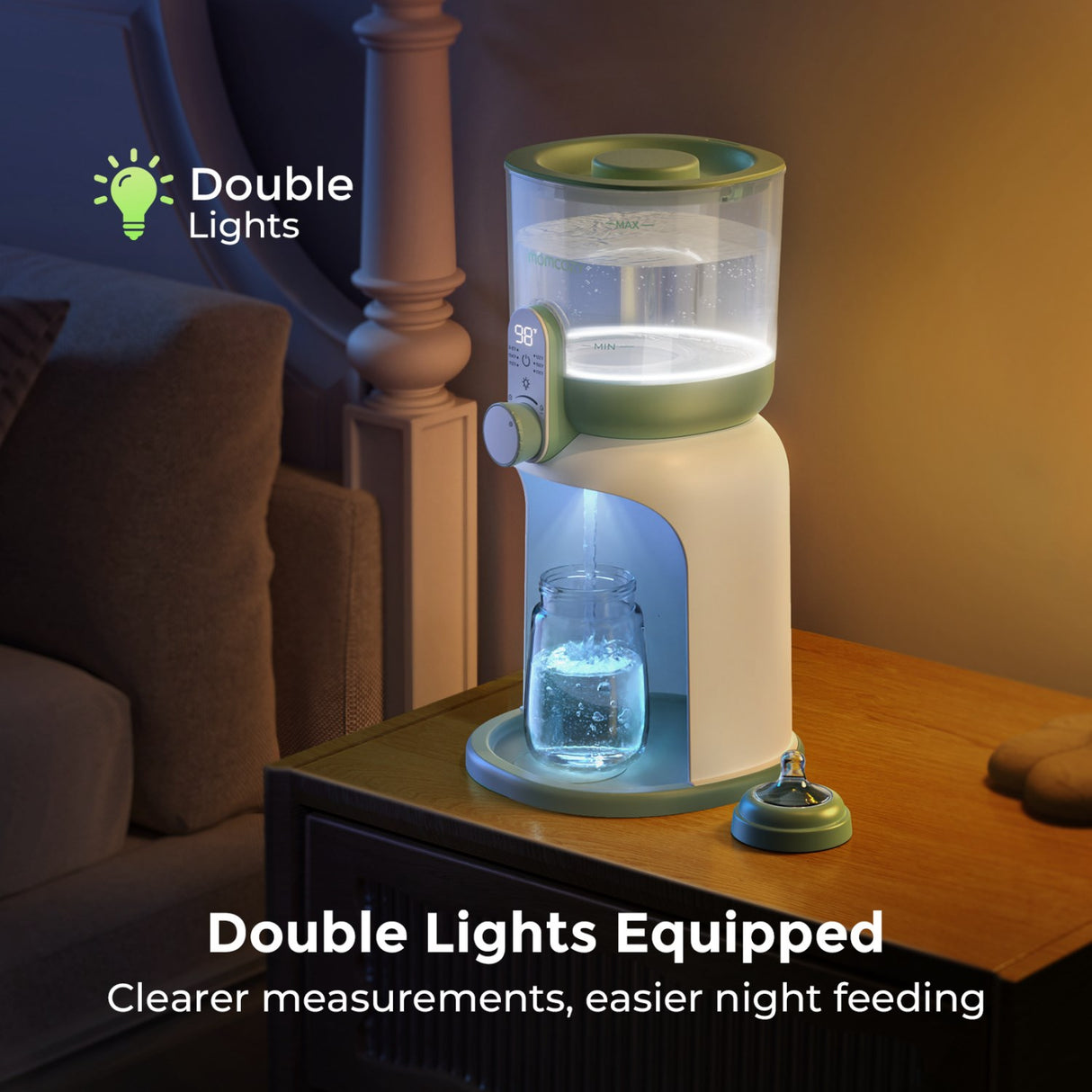 Momcozy Dual Lights Vandvarmer Til Nattefodring