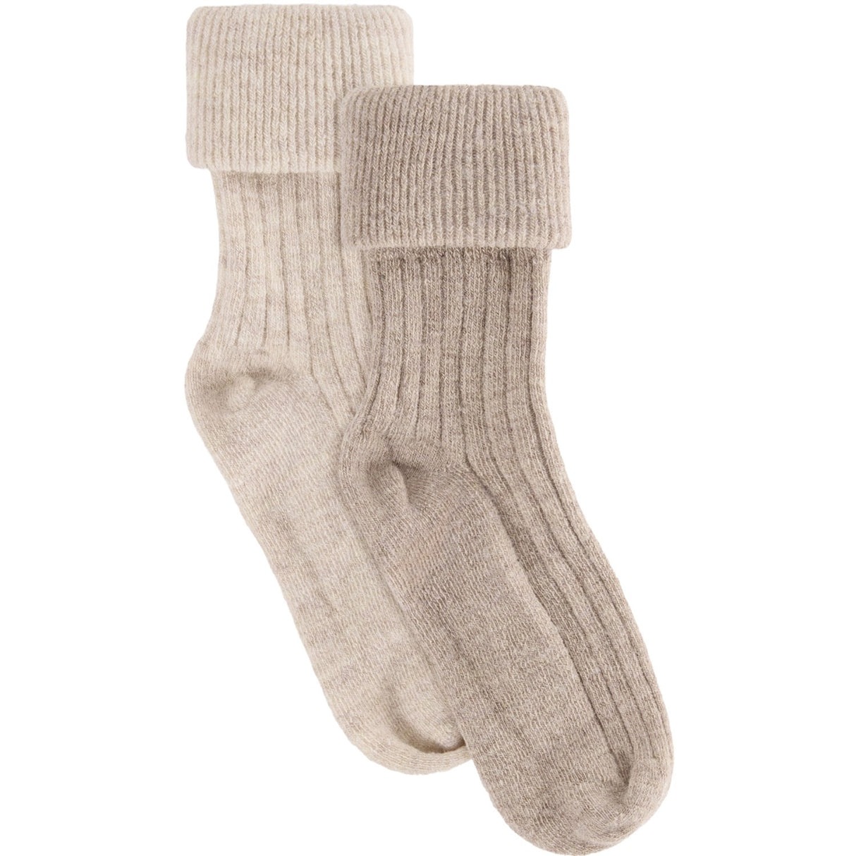 Huttelihut Camel Melange Uld Rib Strømper 2-Pak