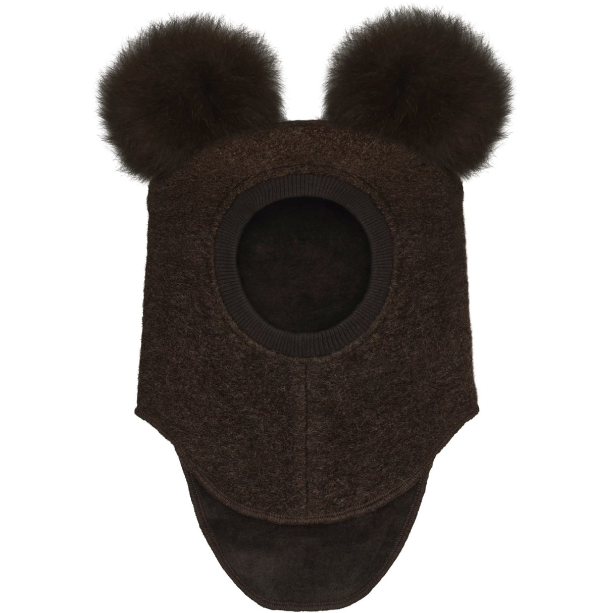 Huttelihut Dark Brown Melange Elefanthue Uld Alpaca Pompoms