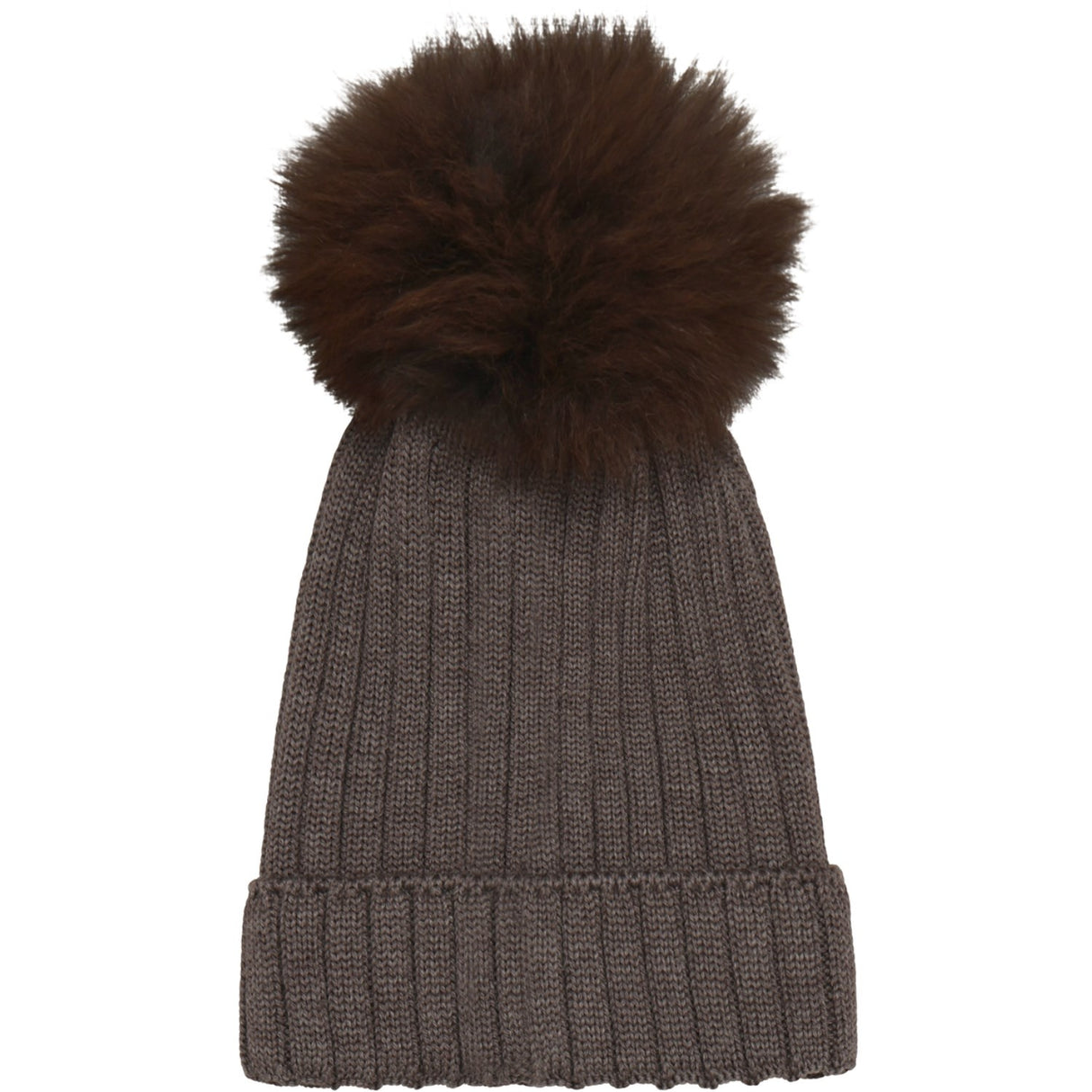 Huttelihut Brown Melange Hue Strik Alpaca Pompom