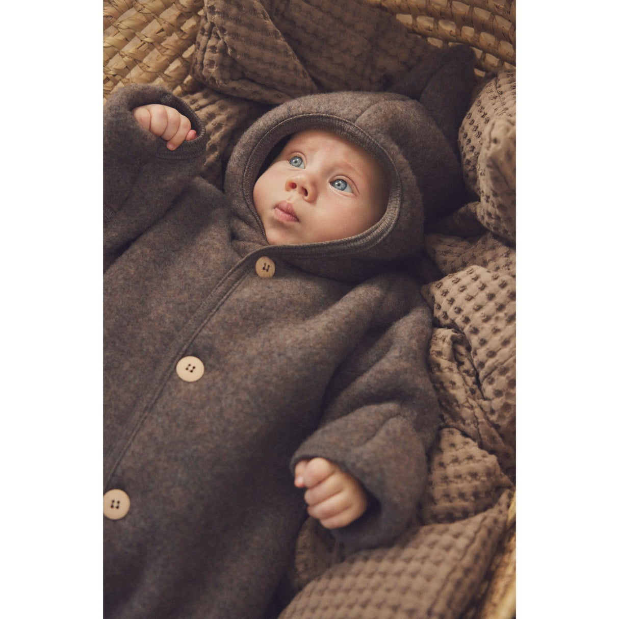 Huttelihut Brown Melange Klapvogn Dragt Pixie Uld Fleece