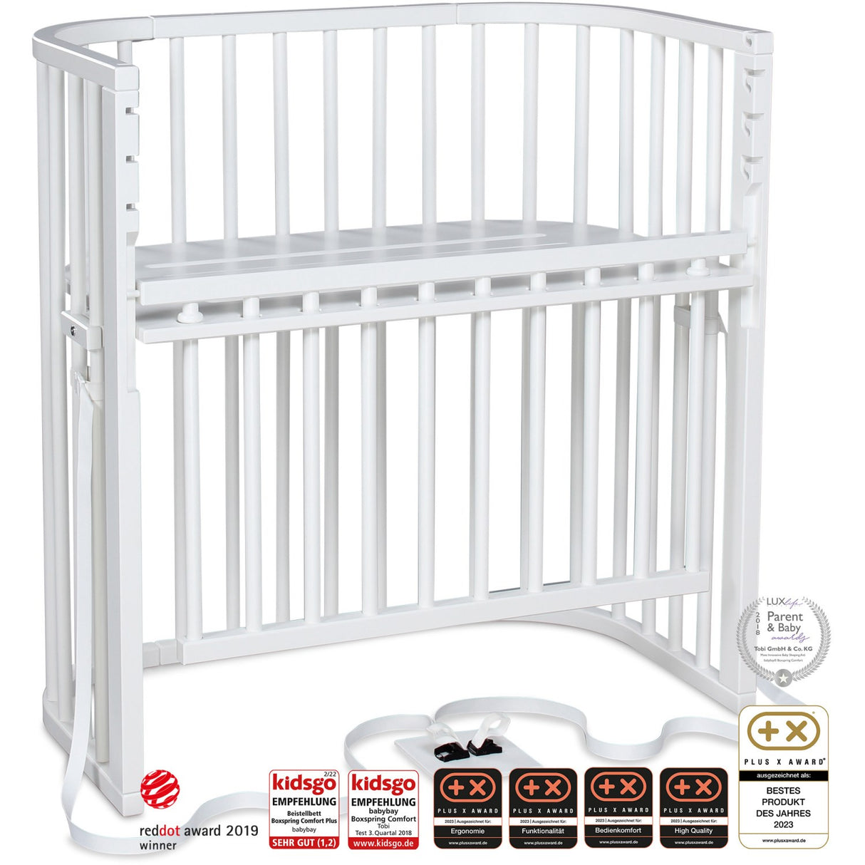 babybay® White Varnished Boxspring Comfort Plus Co-sleeper