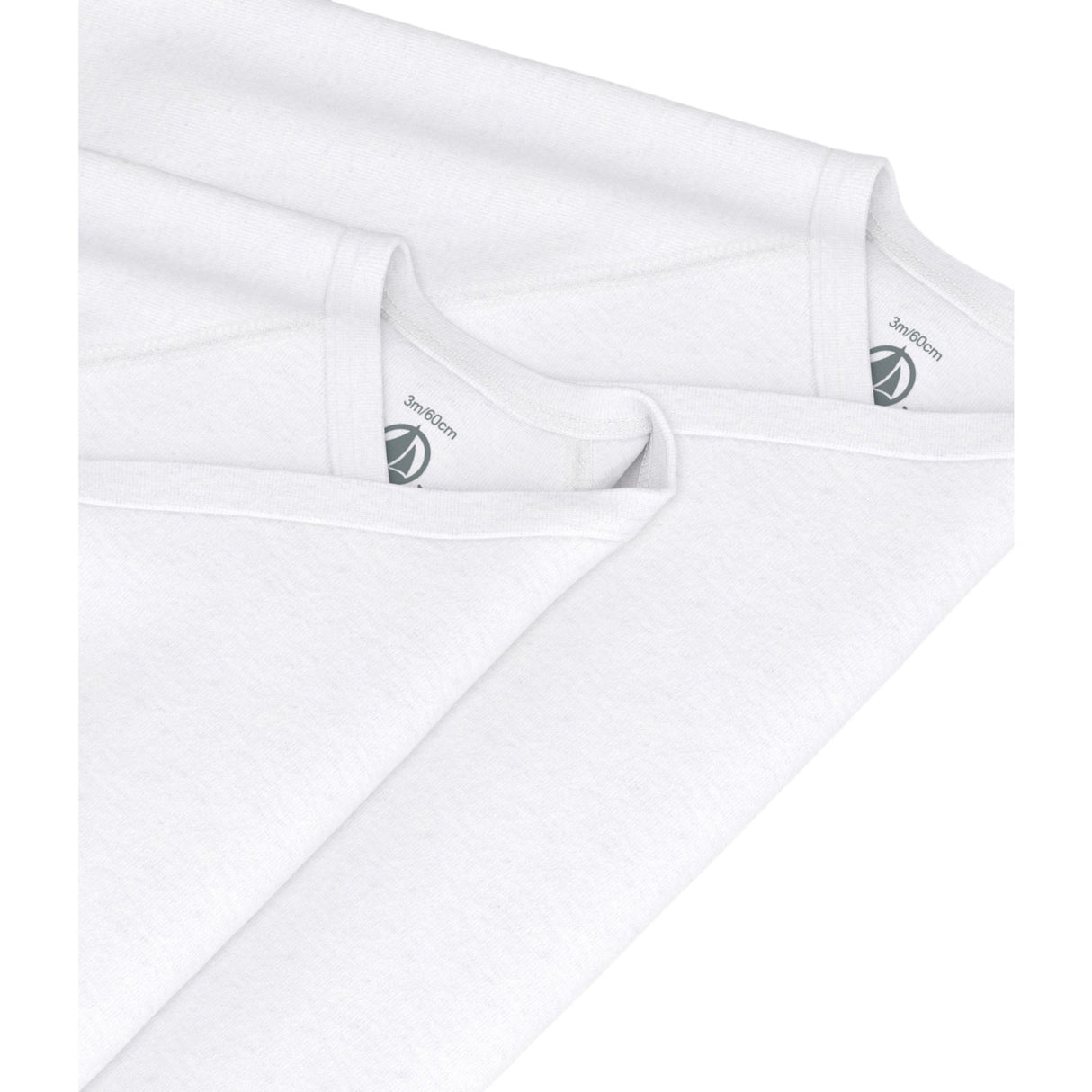 Petit Bateau White Langærmet Body 3-Pak