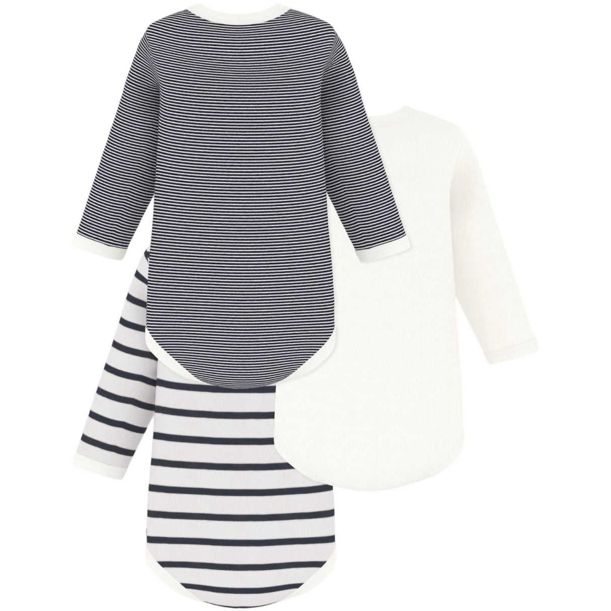 Petit Bateau Navy/White Langærmet Body 3-Pak