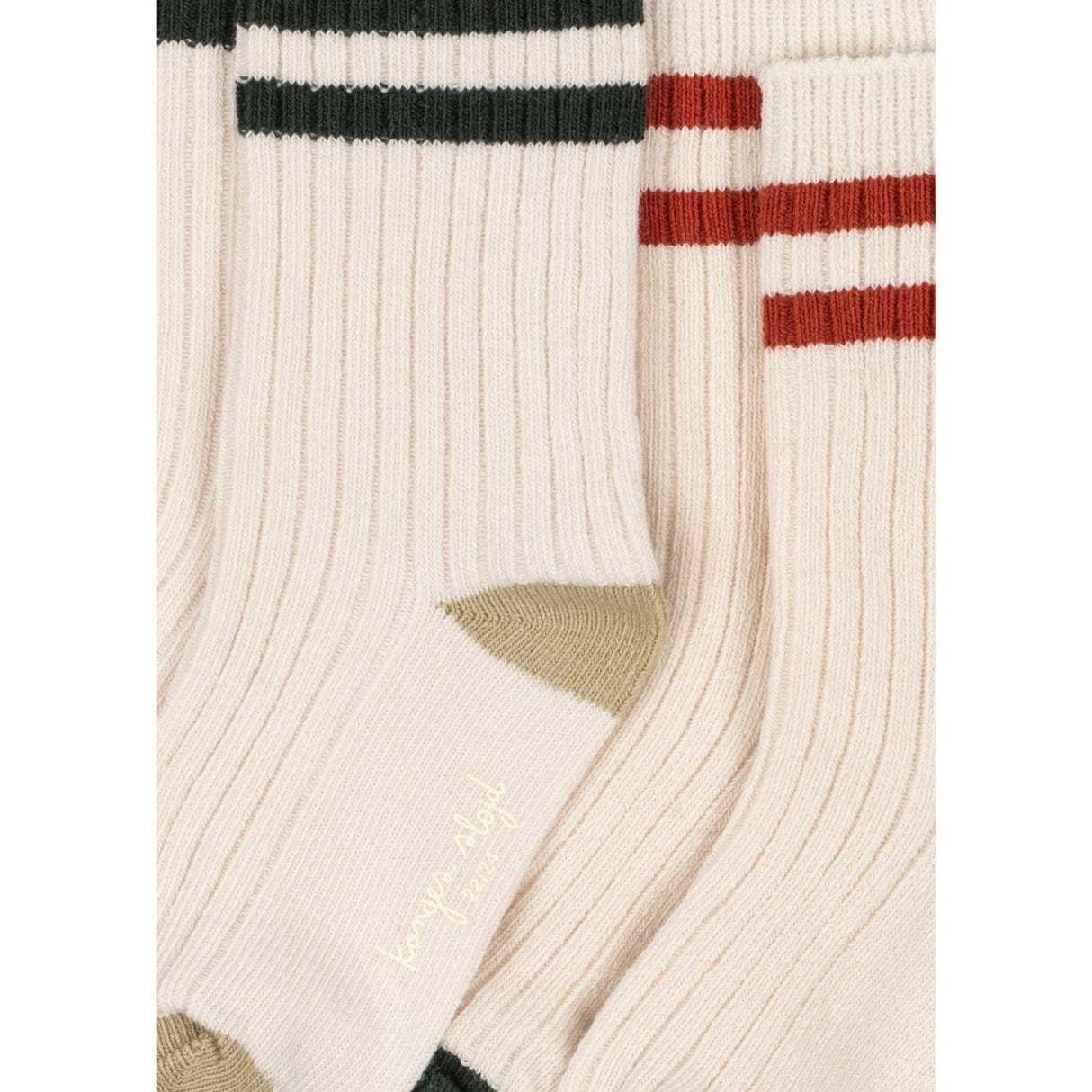 Konges Sløjd Green Stripe 2 Pak Rib Strømper