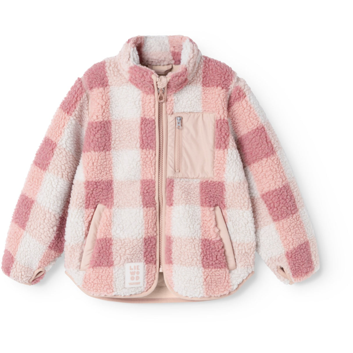 LIEWOOD Mega Check / Rose Blush Nolan Pile Jakke