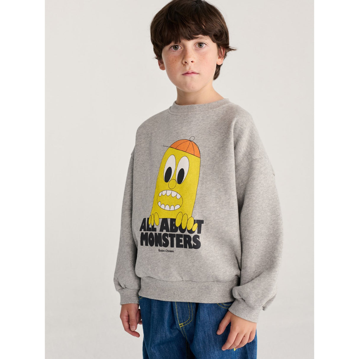 Bobo Choses Light Heather Grey Bigtooth Lemon Sweatshirt