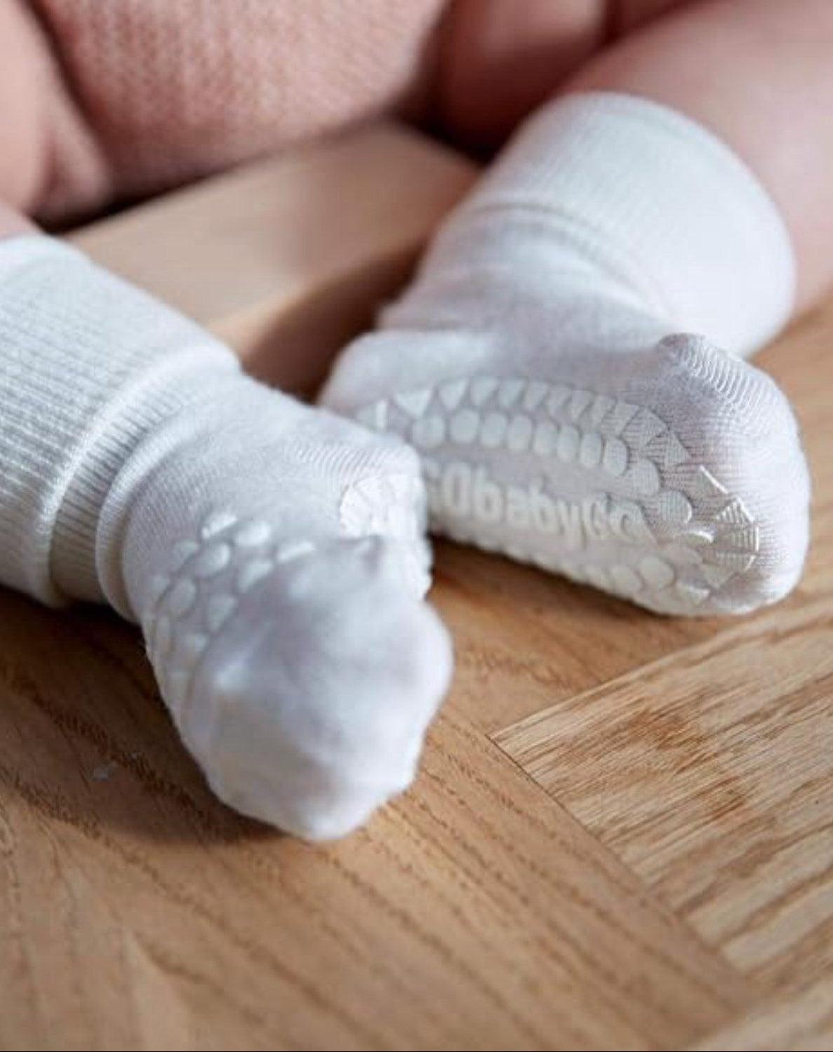GObabyGO Bamboo Strømper Antislip Offwhite