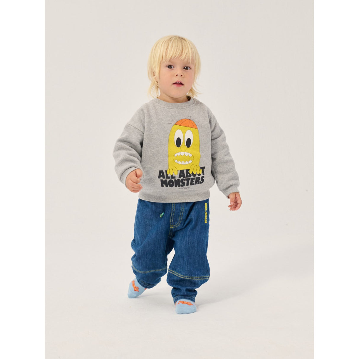 Bobo Choses Light Heather Grey Bigtooth Lemon Sweatshirt