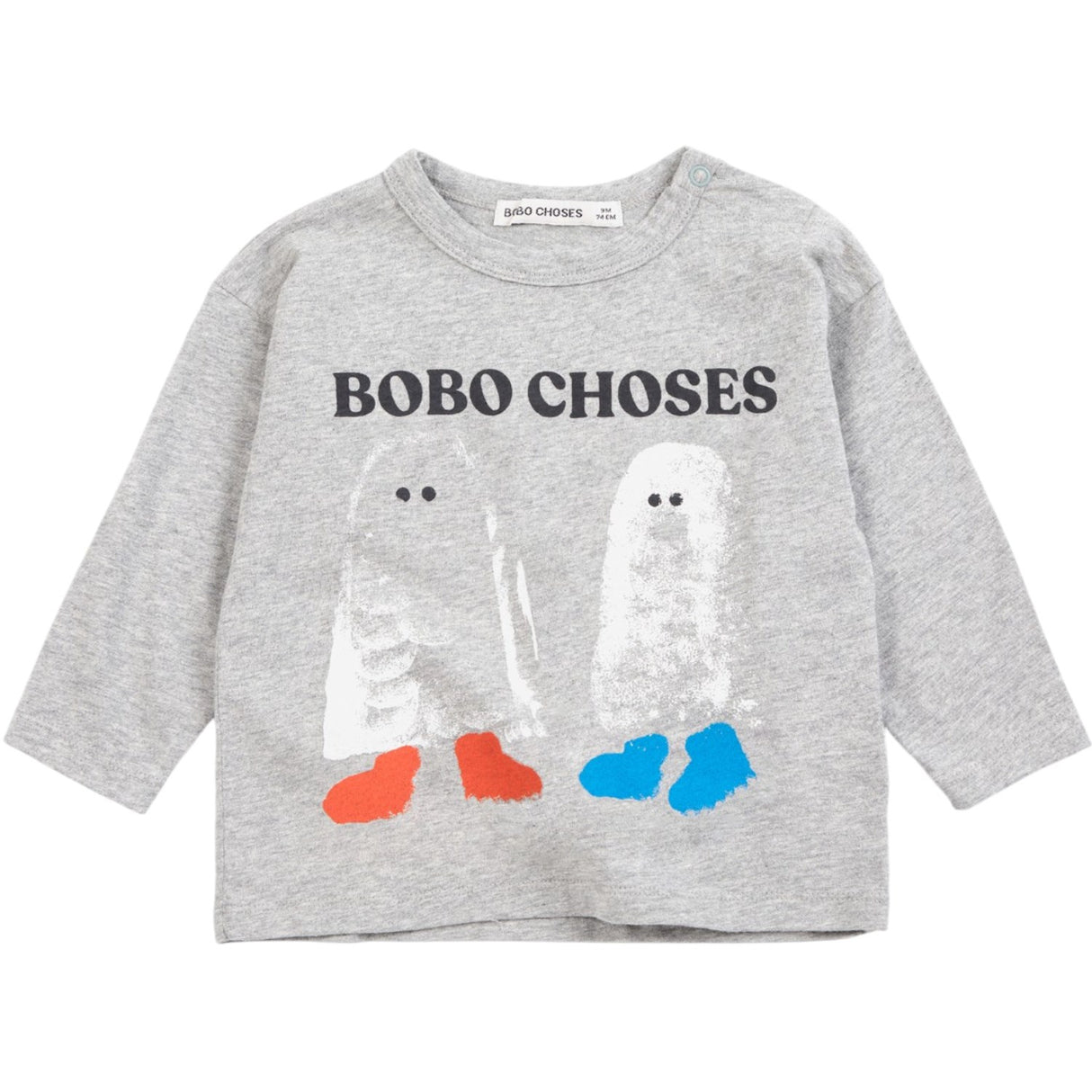 Bobo Choses Light Heather Grey Booty Ghosts LS T-Shirt