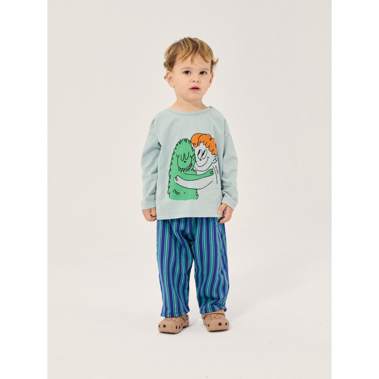 Bobo Choses Light Blue Hug Hairy Monster LS T-Shirt