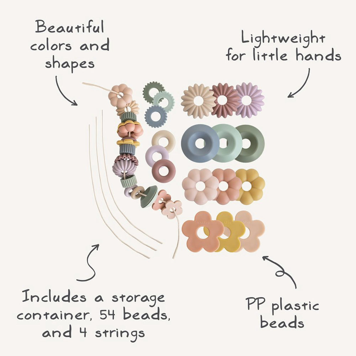 Mushie Multi Mushie Bead Lacing Legetøj Sæt