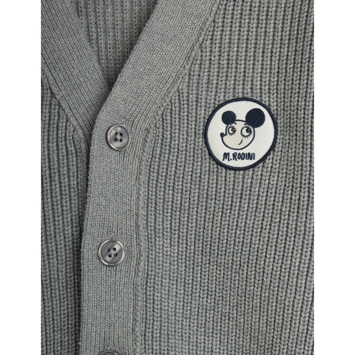 Mini Rodini Grey Melange Ritzratz Patch Strikket Cardigan