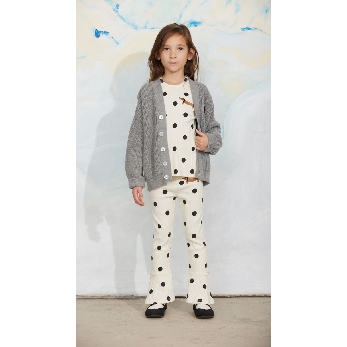 Mini Rodini Grey Melange Ritzratz Patch Strikket Cardigan