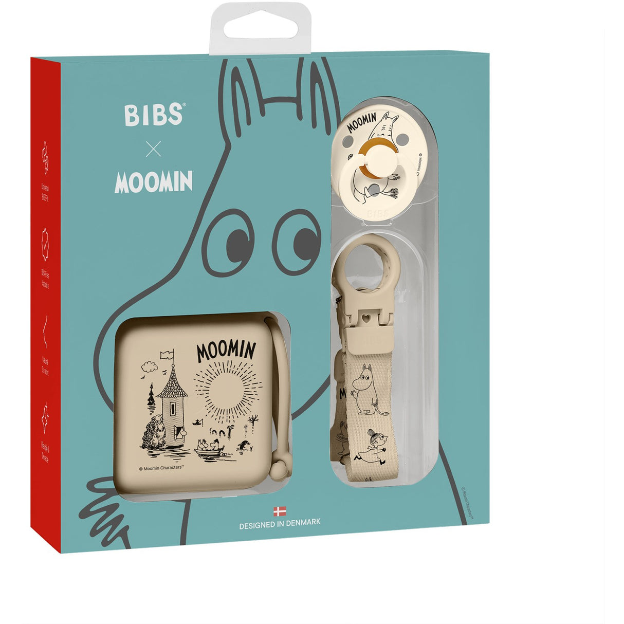 Bibs Vanilla Moomin Gave Sæt Soothe & Go Latex Size 2