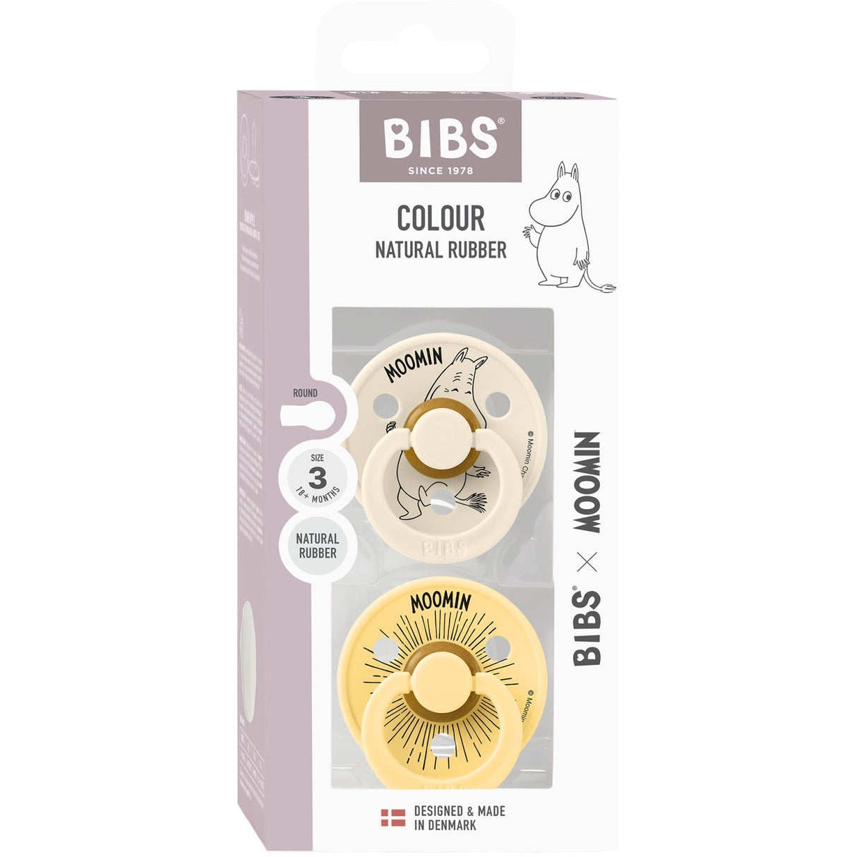 Bibs Ivory / Pale Butter X Moomins Sut Colour Moomintroll 2-Pak Latex