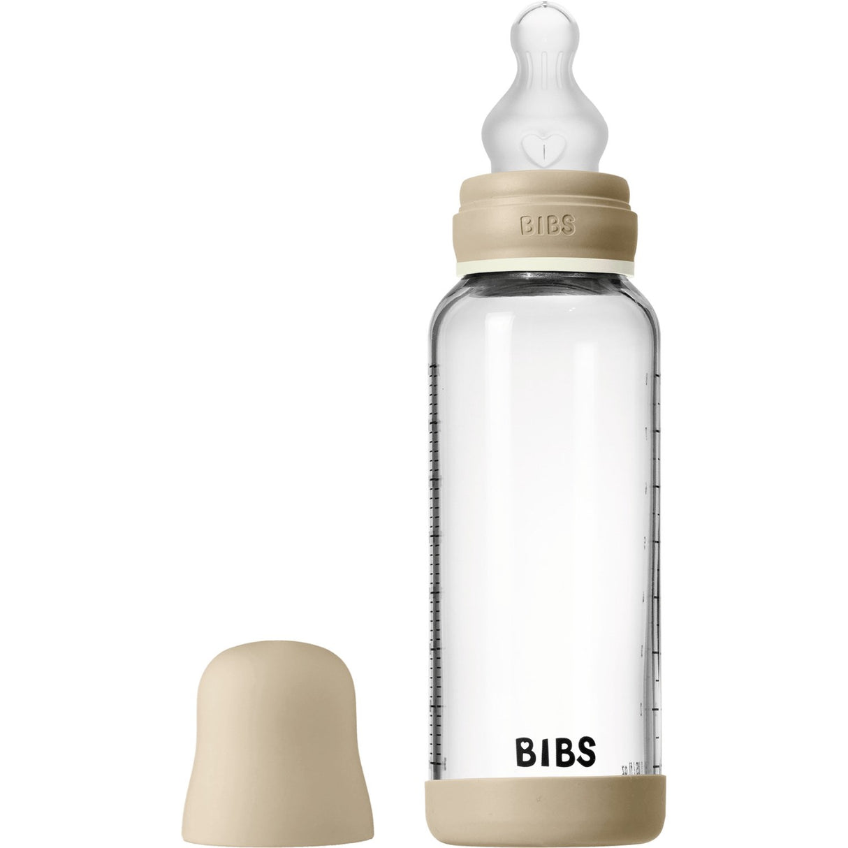 Bibs Vanilla GLOW Glass Baby Flaske Round Silikone 1-Pack 240 Ml Medium Flow