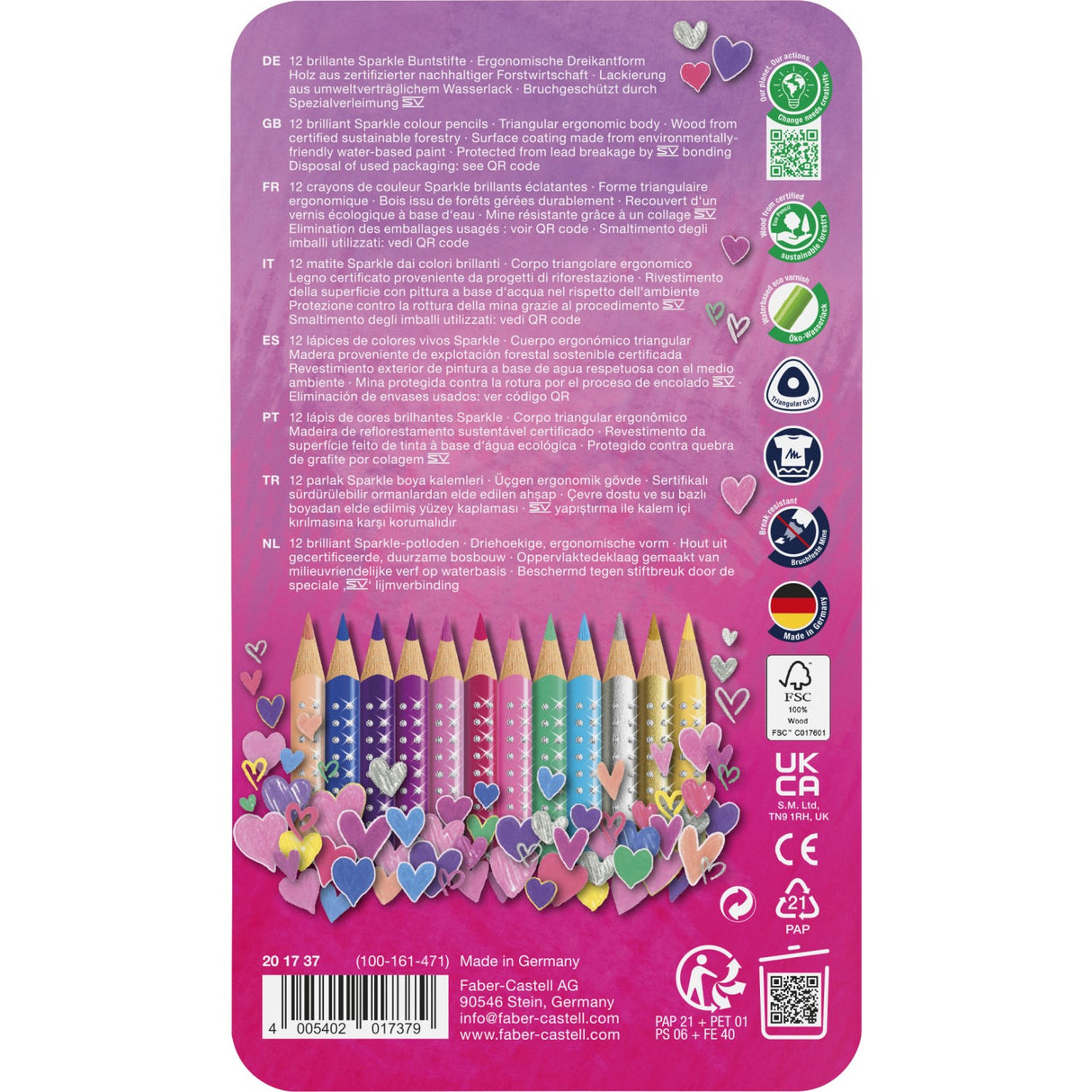 Faber Castell Sparkle Tinæske 12 Farveblyanter