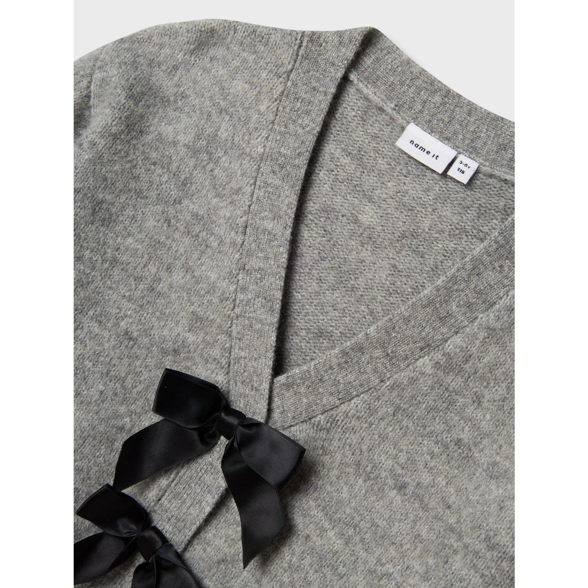 Name It Grey Melange Black Bow Nkfrina Ls Strik Card Noos