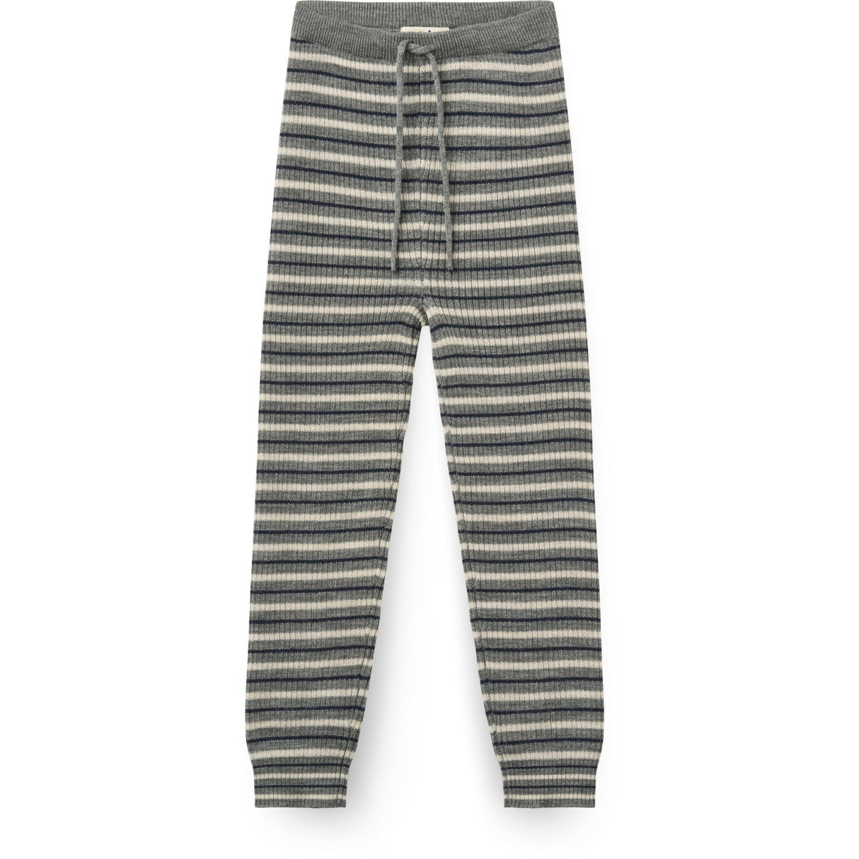 COPENHAGEN COLORS Grey Stripe Merino Classic Rib Leggings Med Drawstrings