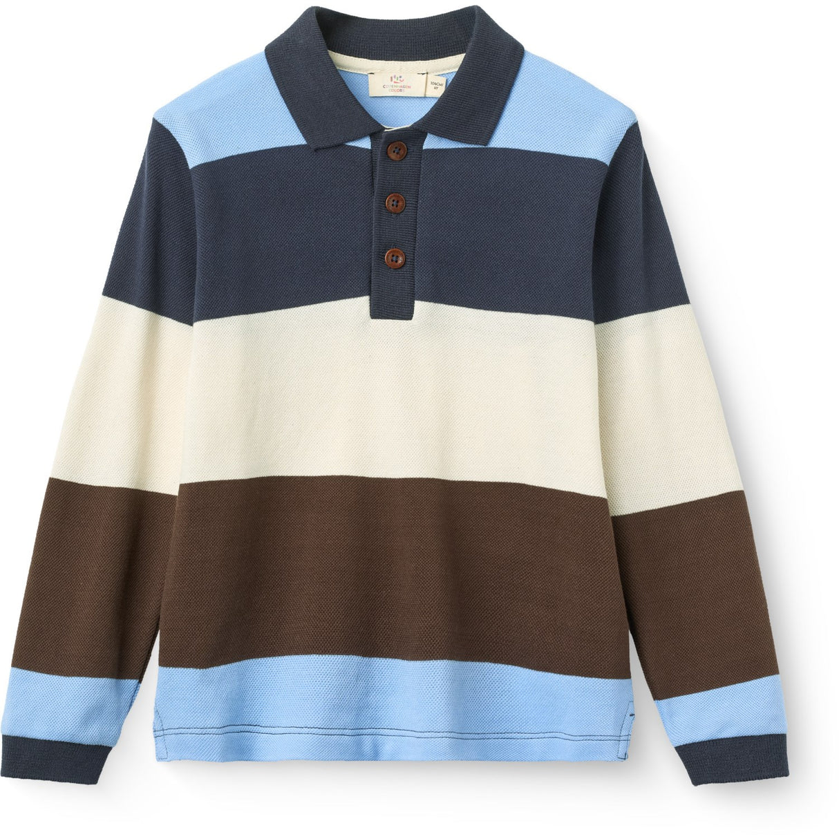 COPENHAGEN COLORS Brown Stripe Pique Polo M/ Ls