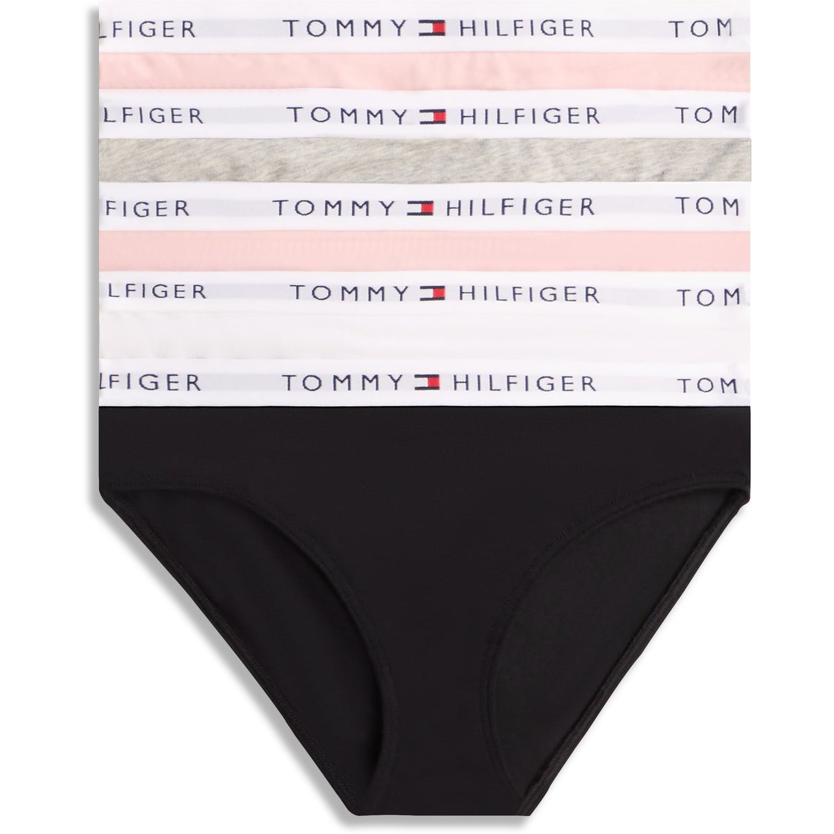 Tommy Hilfiger Grey Htr/ Pink/White/Black-Beige 5-Pack Bomuld Bikini