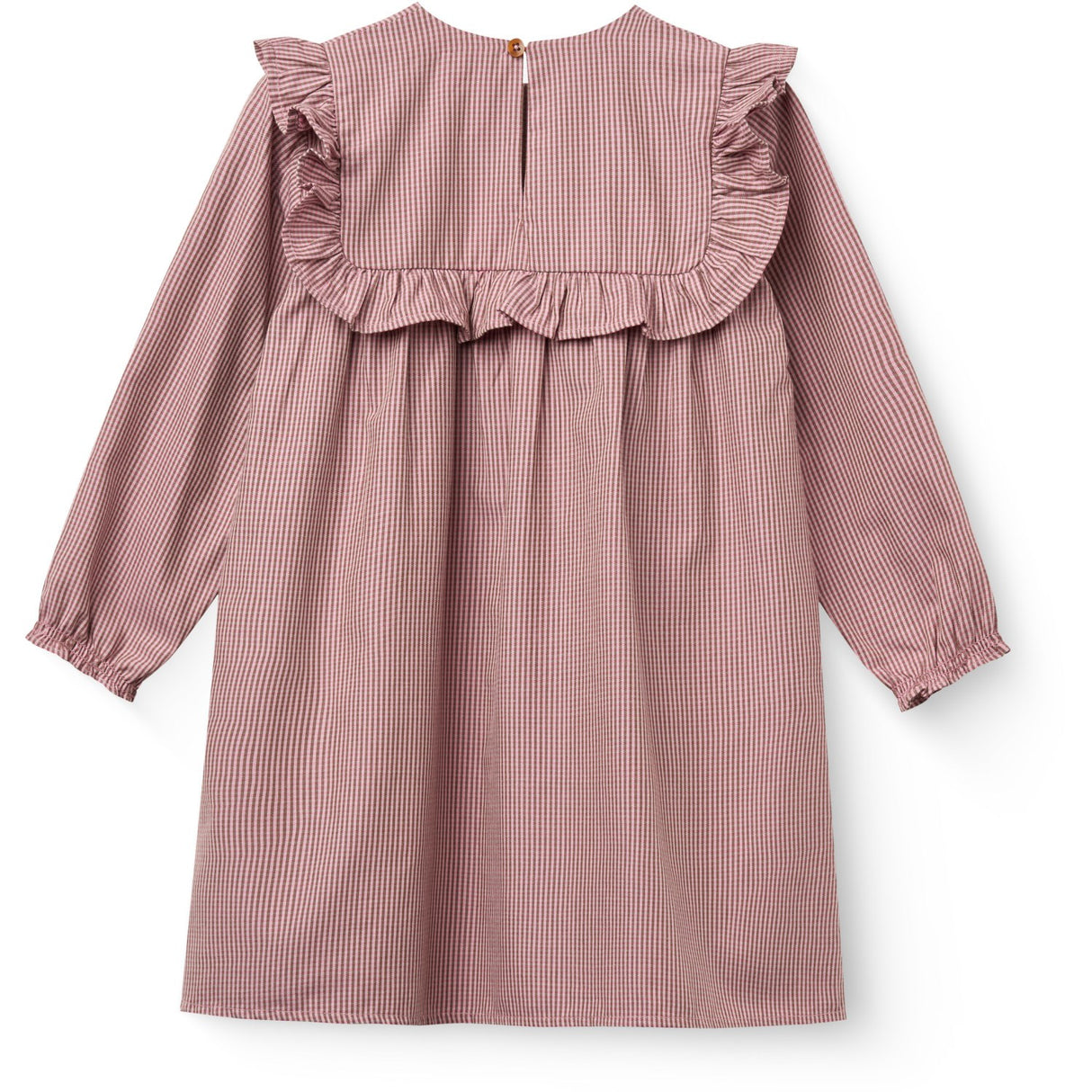 COPENHAGEN COLORS Winter Rose Check Comb Long-Sleeved Kjole Med All-Over Embroidery