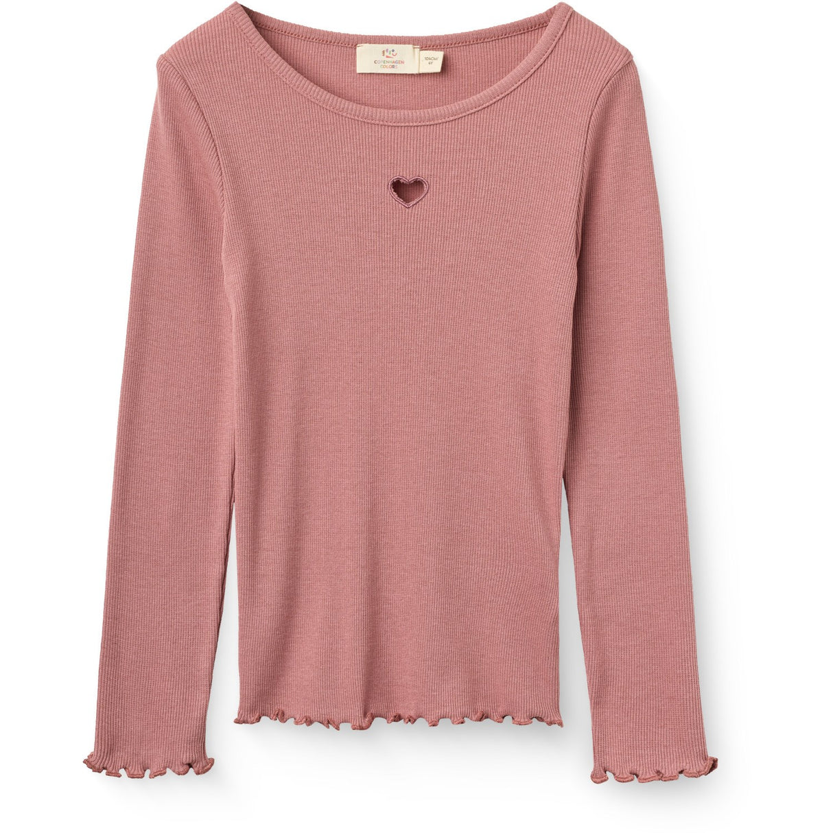 COPENHAGEN COLORS Winter Rose Modal Rib Ls Tee M/ Heart Hole Pattern
