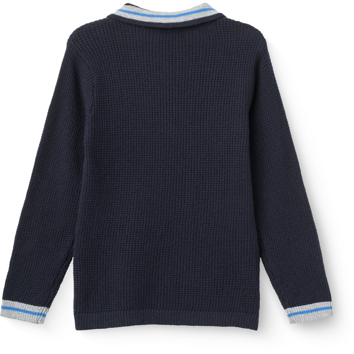COPENHAGEN COLORS Navy Comb. Long-Sleeved Strikket Waffle Polo