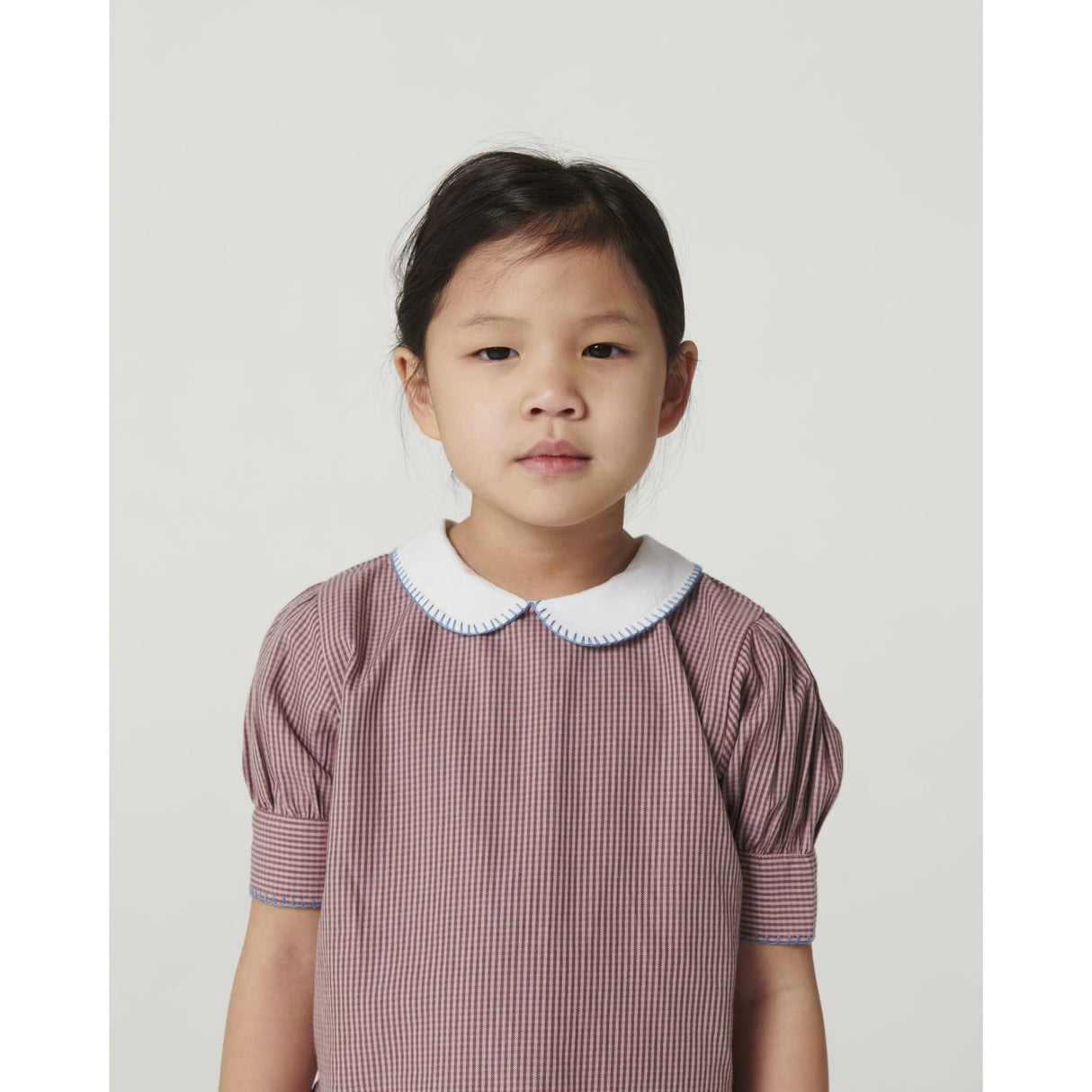 COPENHAGEN COLORS Winter Rose Check Comb. Checkered Bluse Og Nederdel Sæt