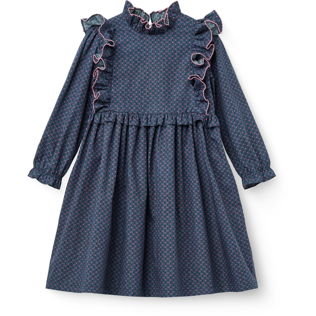 COPENHAGEN COLORS Navy Flower Aop Printed Flæse Kjole