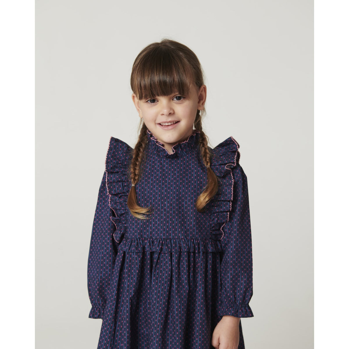 COPENHAGEN COLORS Navy Flower Aop Printed Flæse Kjole
