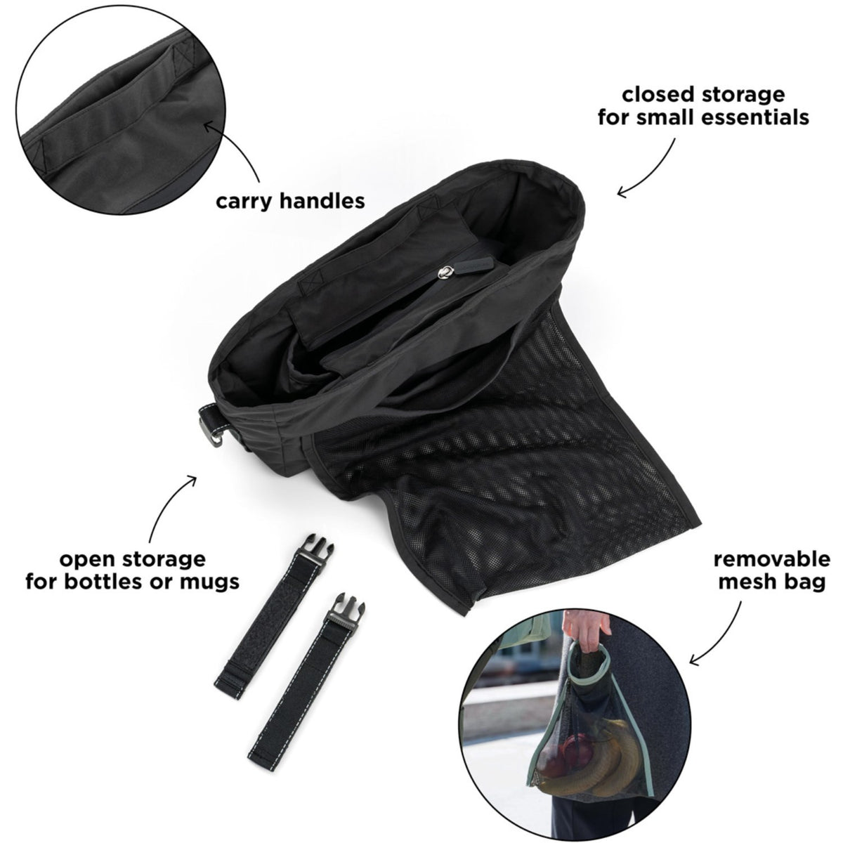DonebyDeer Black Stroller Organiser