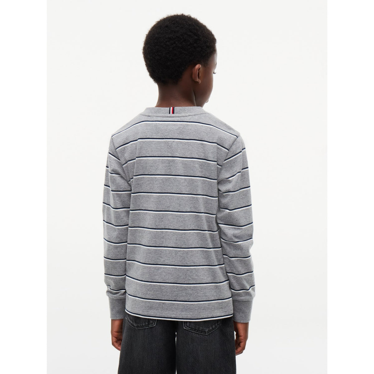 Tommy Hilfiger Medium Grey Heather-Grey Stripe Tee Ls