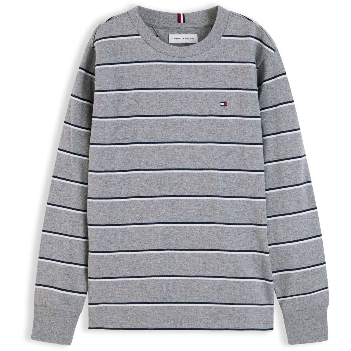 Tommy Hilfiger Medium Grey Heather-Grey Stripe Tee Ls